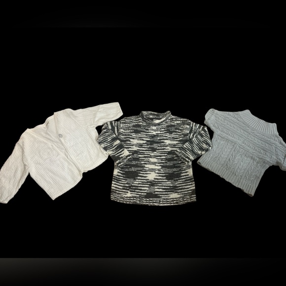 Anthropologie Sweaters - Lot 3 sweaters grey white marled cardigan pullover cable knit Anthropologie S